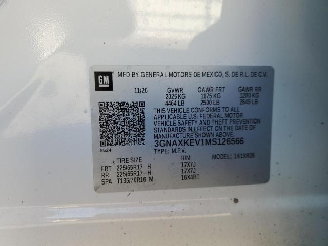 3GNAXKEV1MS126566 2021 Chevrolet Equinox Lt