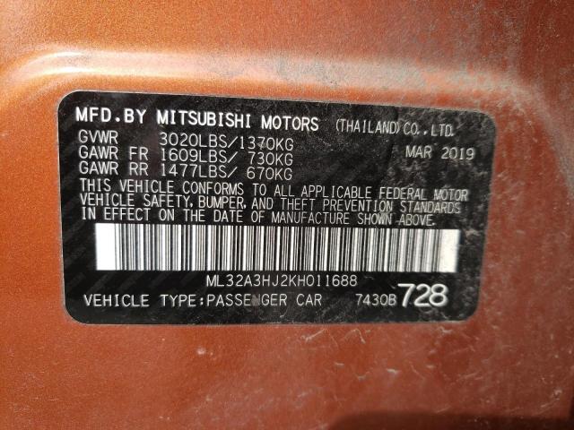 2019 MITSUBISHI MIRAGE ES - ML32A3HJ2KH011688