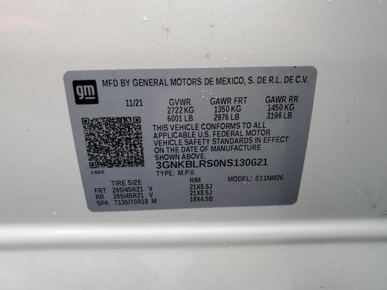 3GNKBLRS0NS130621 CHEVROLET BLAZER 2022
