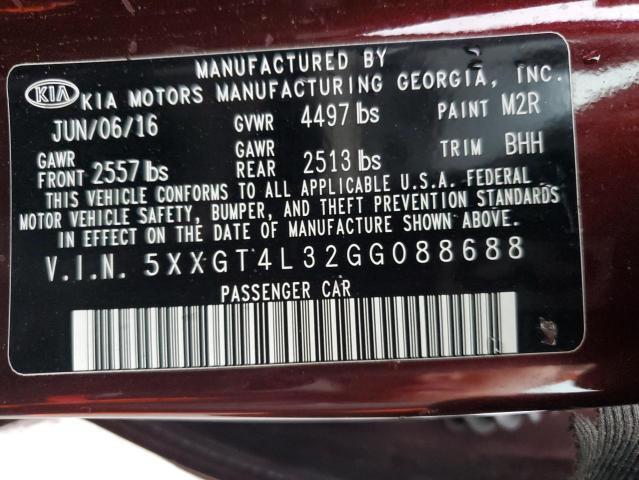 2016 Kia Optima Lx VIN: 5XXGT4L32GG088688 Lot: 48813254