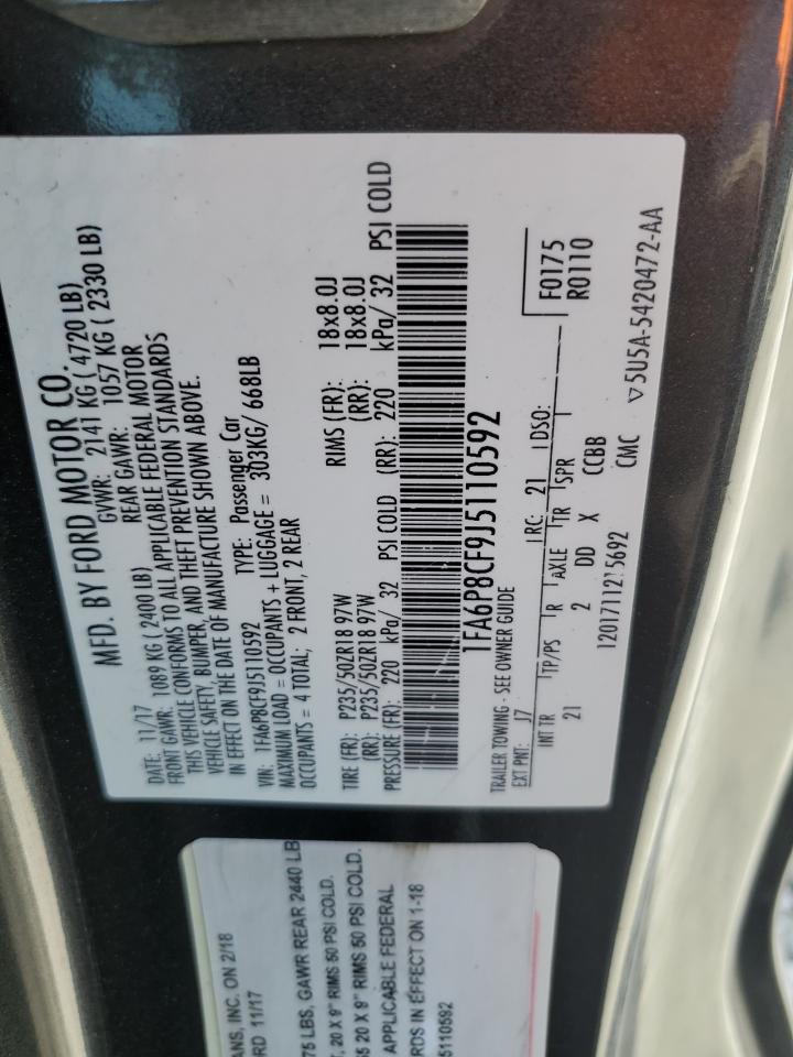 1FA6P8CF9J5110592 FORD MUSTANG 2018