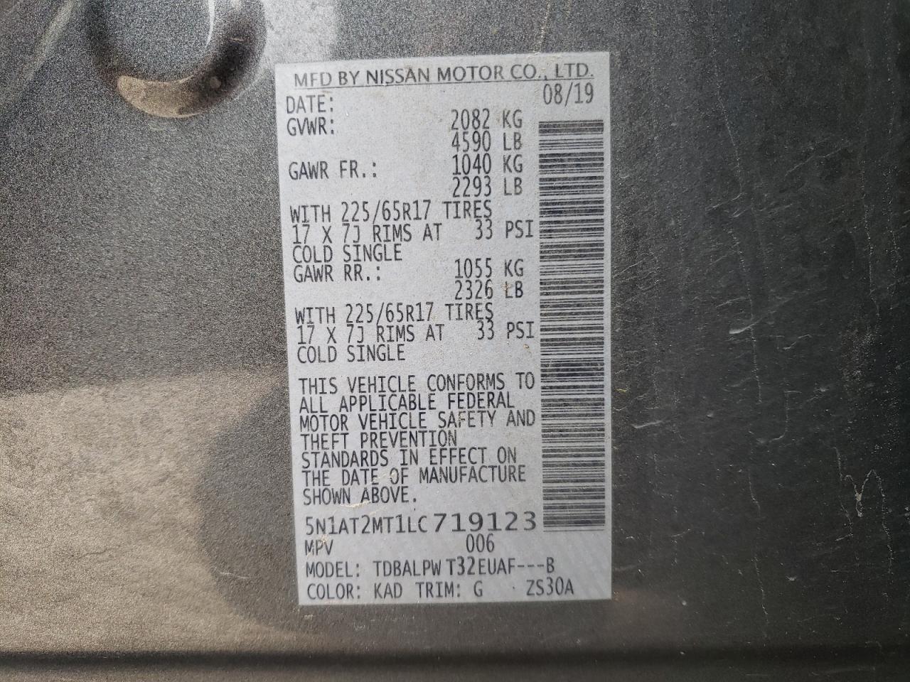 5N1AT2MT1LC719123 NISSAN ROGUE 2020