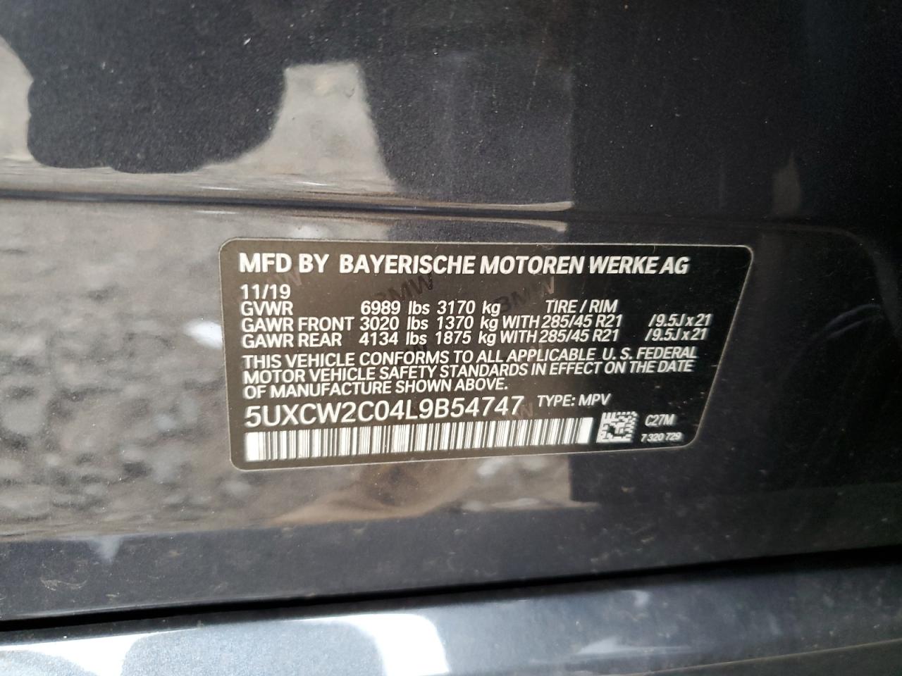 5UXCW2C04L9B54747 2020 BMW X7 xDrive40I