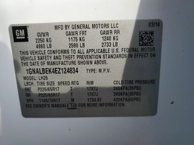 2014 Chevrolet Equinox Lt VIN: 1GNALBEK4EZ124834 Lot: 45306764