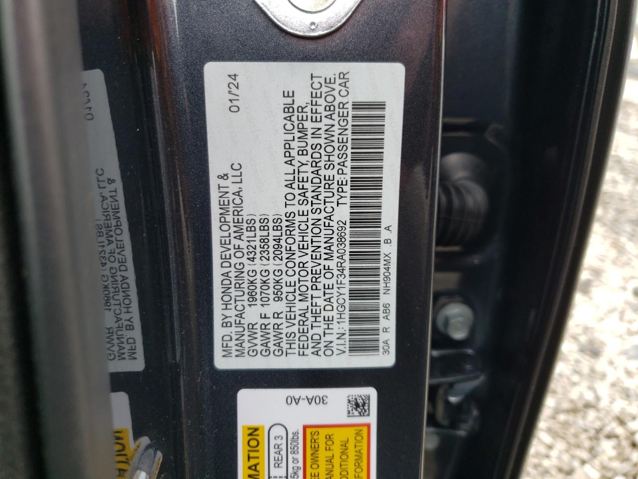 1HGCY1F34RA038692 HONDA ACCORD 2024