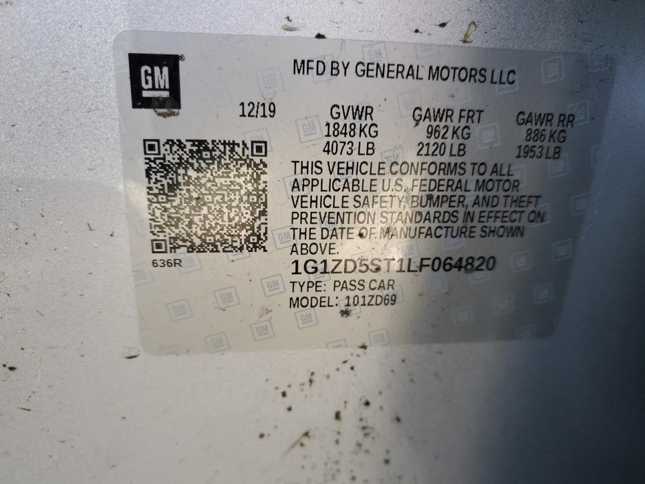 1G1ZD5ST1LF064820 CHEVROLET MALIBU 2020