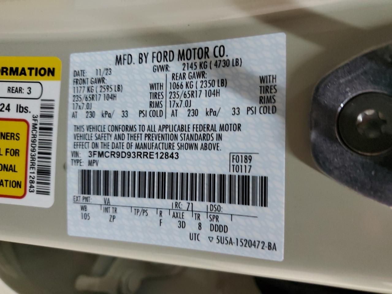 3FMCR9D93RRE12843 FORD BRONCO 2024