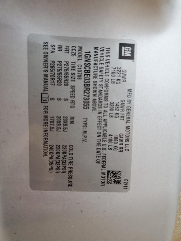 1GNSCBE03BR273055 2011 Chevrolet Tahoe C1500 Lt