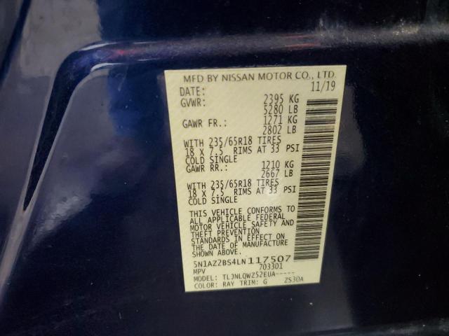 2020 Nissan Murano Sv VIN: 5N1AZ2BS4LN117507 Lot: 47719204