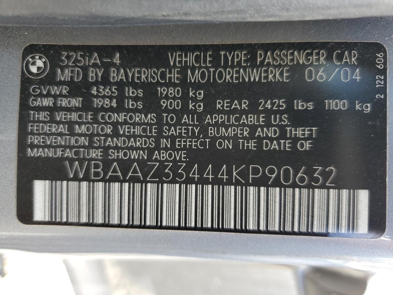 wbaaz33444kp90632 WBAAZ33444KP90632 2004 BMW 325 Is Sulev