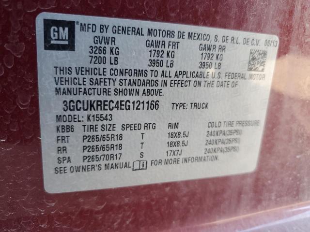 2014 Chevrolet Silverado K1500 Lt VIN: 3GCUKREC4EG121166 Lot: 45377234