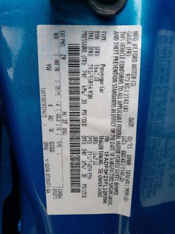 2015 Ford Focus Se VIN: 1FADP3K2XFL228596 Lot: 45126464