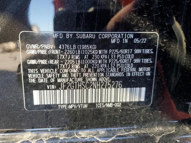 2022 SUBARU CROSSTREK - JF2GTHSC2NH275276