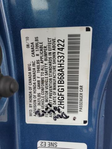 2010 Honda Civic Lx VIN: 2HGFG1B68AH537422 Lot: 45140204