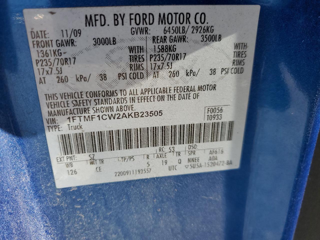 1FTMF1CW2AKB23505 2010 Ford F150