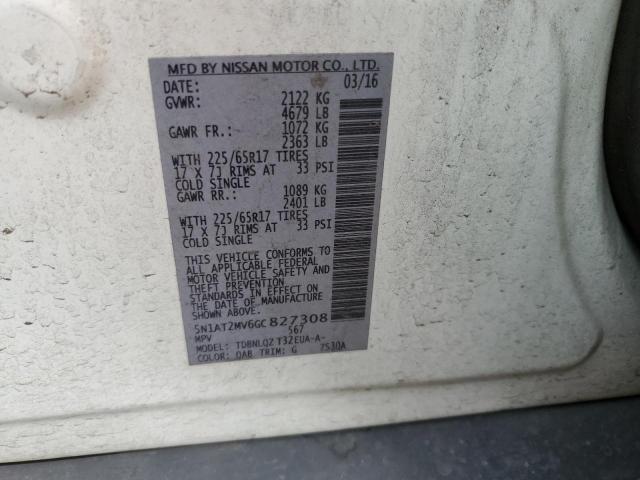 2016 Nissan Rogue S VIN: 5N1AT2MV6GC827308 Lot: 46728864