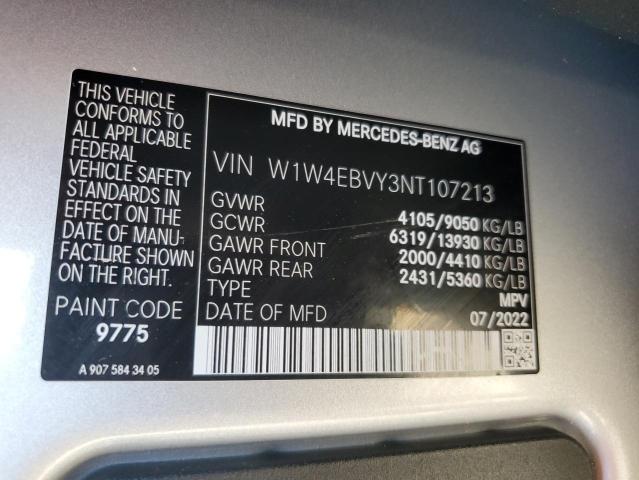 2022 Mercedes-Benz Sprinter 2500 VIN: W1W4EBVY3NT107213 Lot: 47857344