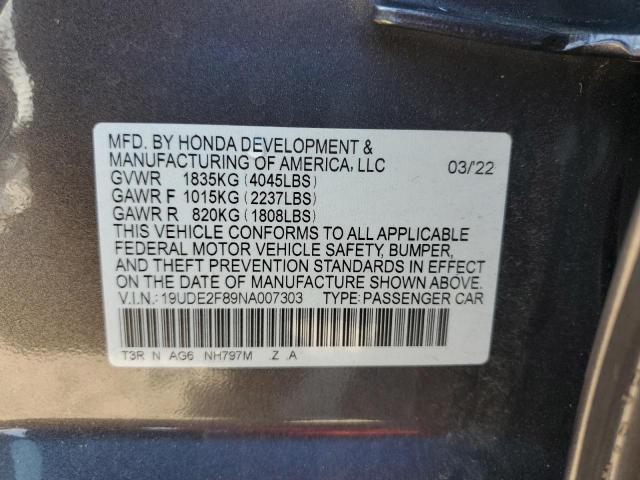 19UDE2F89NA007303 Acura ILX PREMIU 12