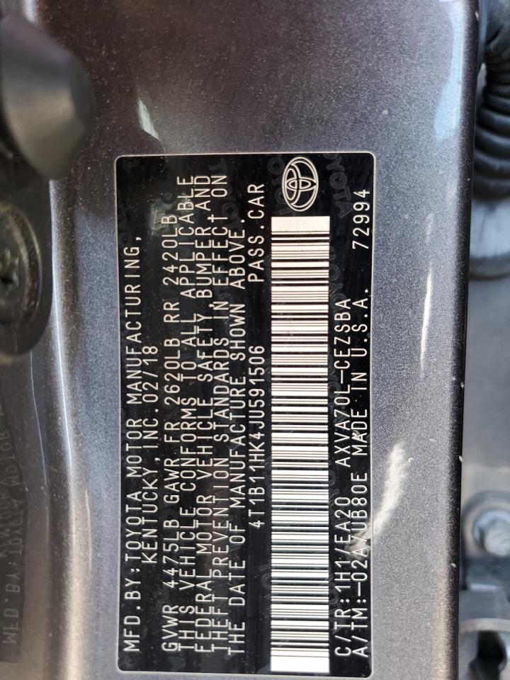 4T1B11HK4JU591506 2018 Toyota Camry L