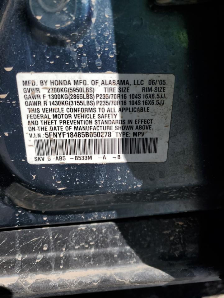 5FNYF18485B050278 2005 Honda Pilot Ex