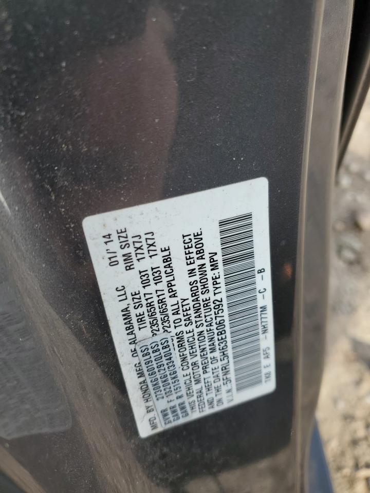 5FNRL5H63EB067592 2014 Honda Odyssey Exl