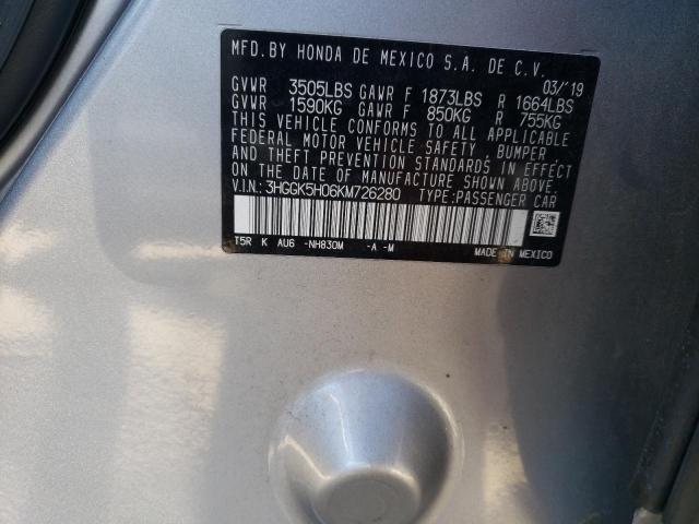 2019 HONDA FIT EXL 3HGGK5H06KM726280