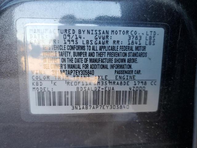 2014 Nissan Sentra S VIN: 3N1AB7AP7EY305840 Lot: 48910714