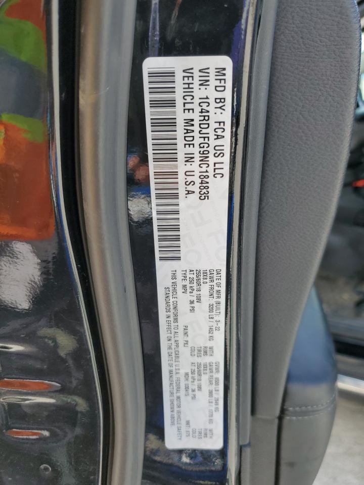 1c4rdjfg9nc184835 1C4RDJFG9NC184835 2022 Dodge Durango Pursuit
