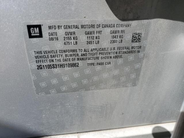 2017 Chevrolet Impala Lt VIN: 2G1105S31H9109862 Lot: 46476384