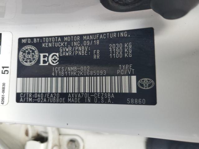 VIN 4T1B11HK2KU685093 2019 Toyota Camry, L no.12