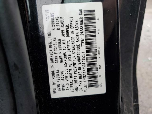 2016 Honda Accord Ex VIN: 1HGCT1A75GA005271 Lot: 39228529