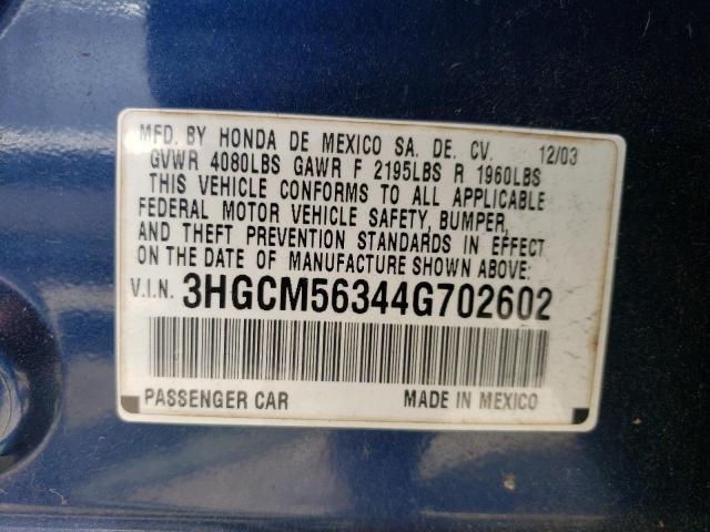3HGCM56344G702602 2004 Honda Accord Lx