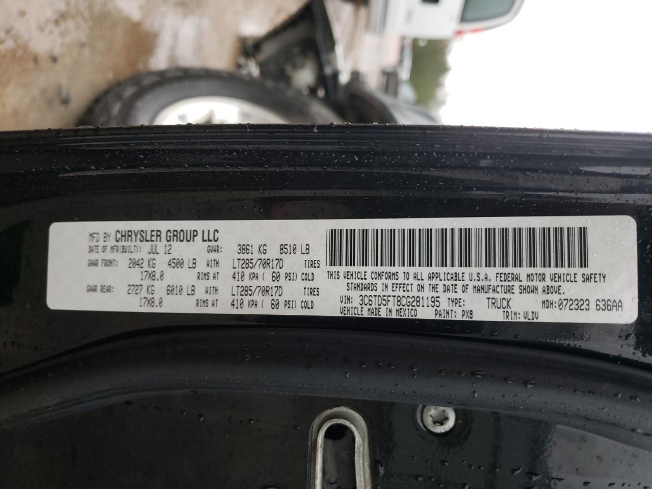 3C6TD5FT8CG281195 2012 Dodge Ram 2500 Laramie