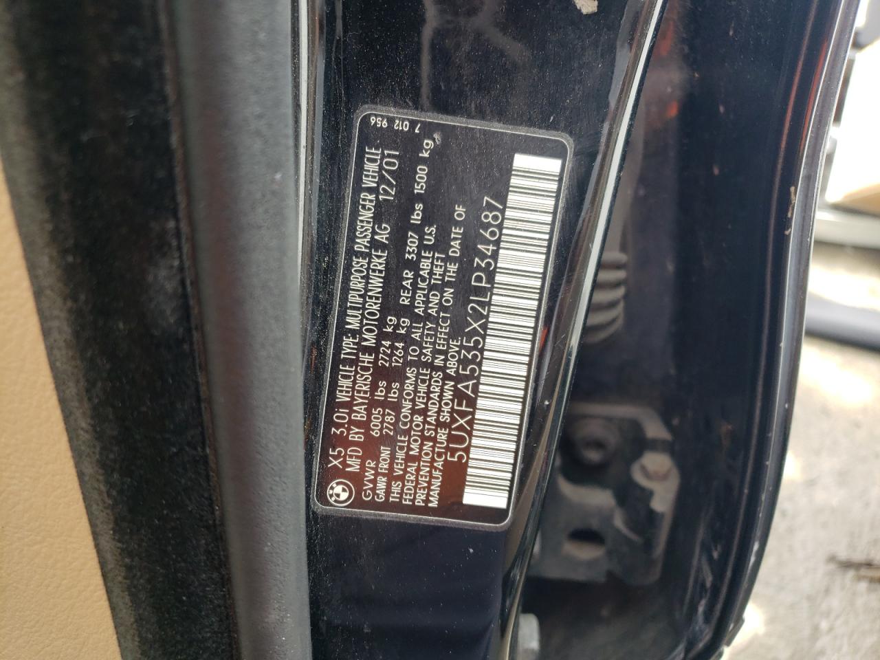 5UXFA535X2LP34687 2002 BMW X5 3.0I