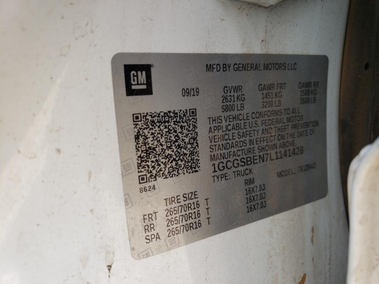 1GCGSBEN7L1141428 CHEVROLET COLORADO 2020