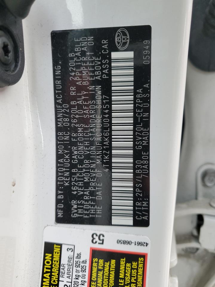 4T1KZ1AK6LU044517 TOYOTA CAMRY 2020