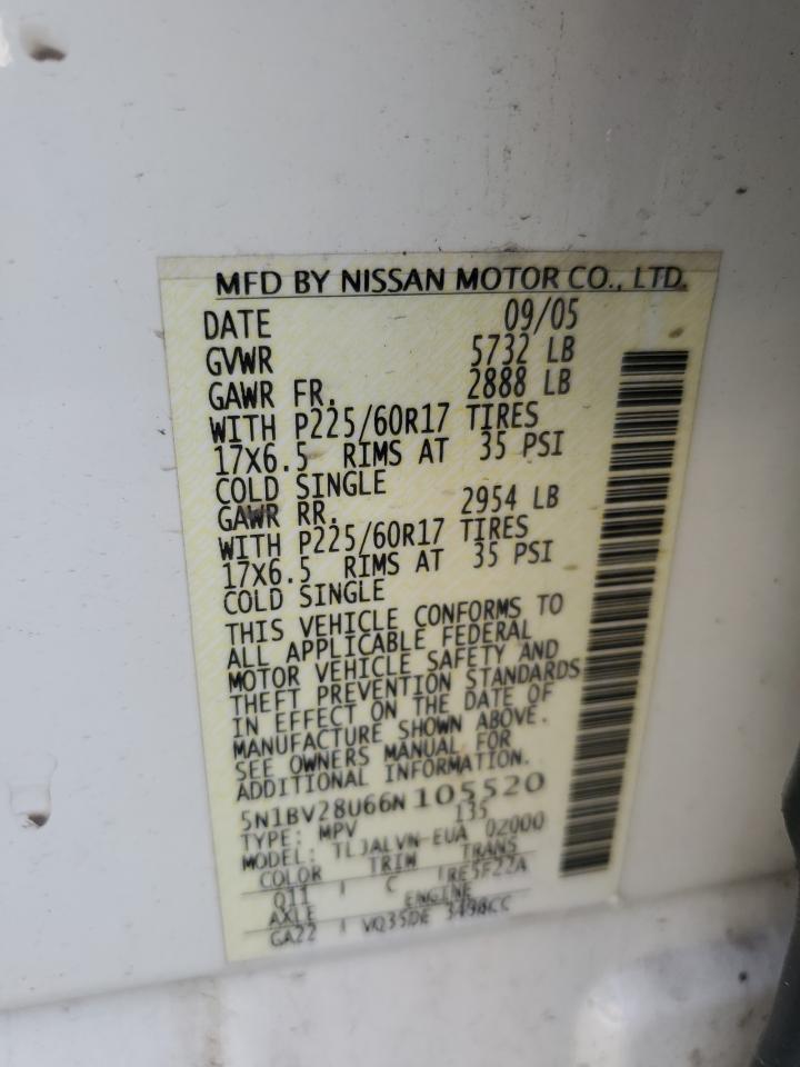 5n1bv28u66n105520 5N1BV28U66N105520 2006 Nissan Quest S