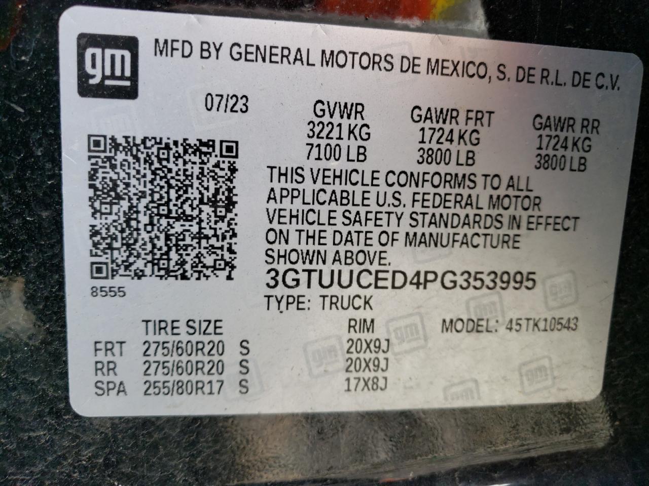 3GTUUCED4PG353995 2023 GMC Sierra K1500 Elevation