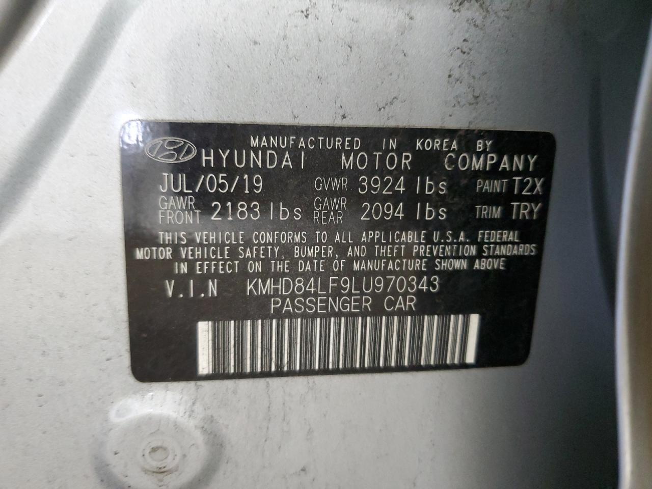 KMHD84LF9LU970343 2020 Hyundai Elantra Sel