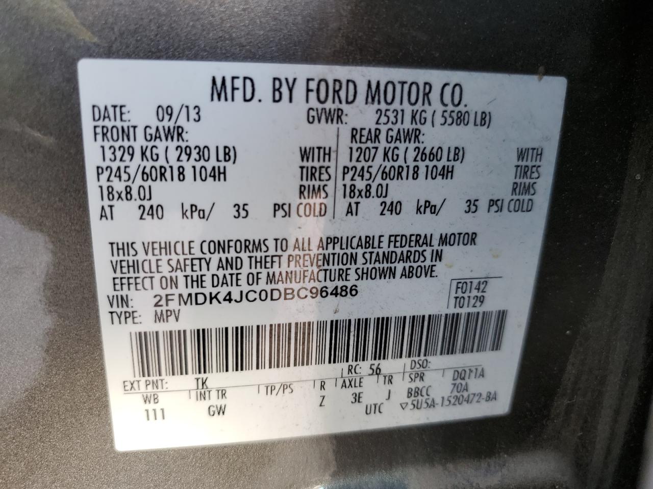 Lot #2991856149 2013 FORD EDGE SEL