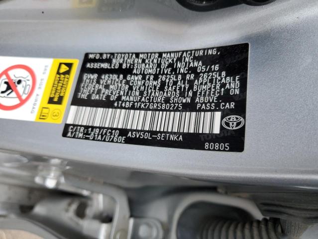 2016 Toyota Camry Le VIN: 4T4BF1FK7GR580275 Lot: 47269944