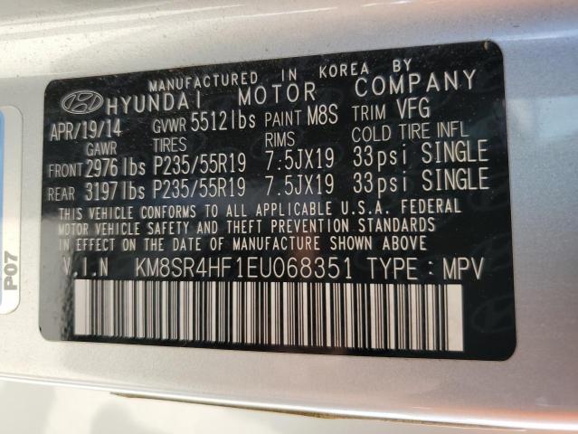 2014 Hyundai Santa Fe Gls VIN: KM8SR4HF1EU068351 Lot: 47007994