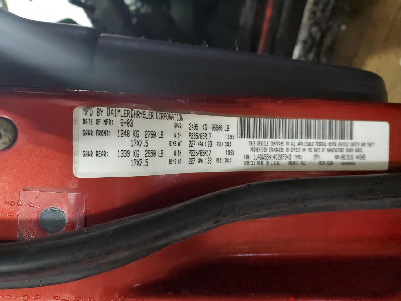 1J4GW58N14C207943 2004 Jeep Grand Cherokee Limited