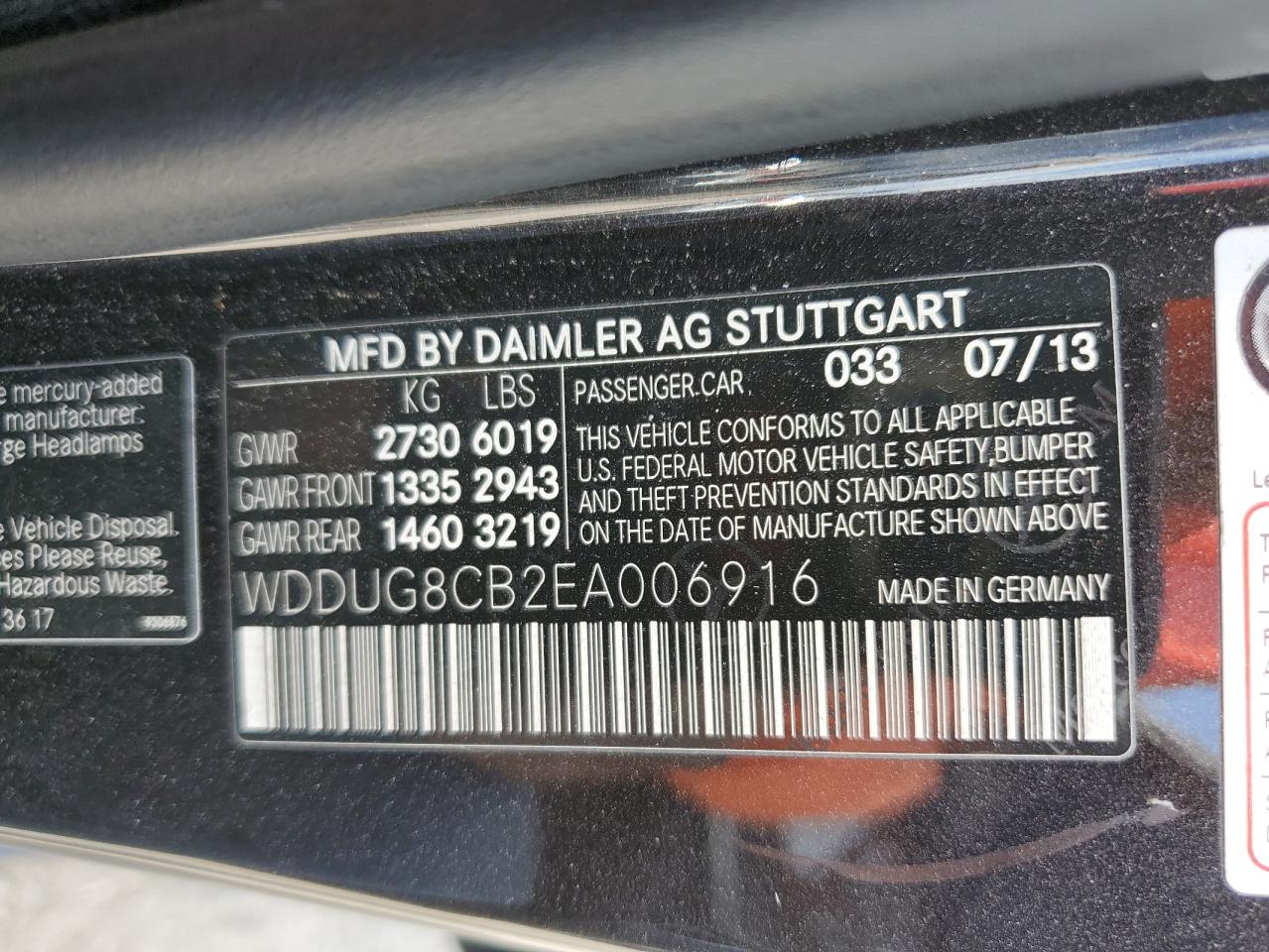WDDUG8CB2EA006916 2014 Mercedes-Benz S 550