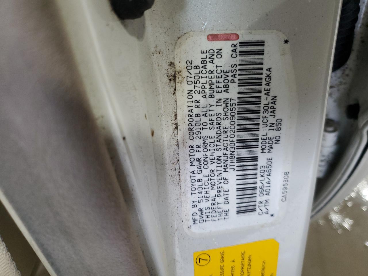 JTHBN30F020090557 2002 Lexus Ls 430