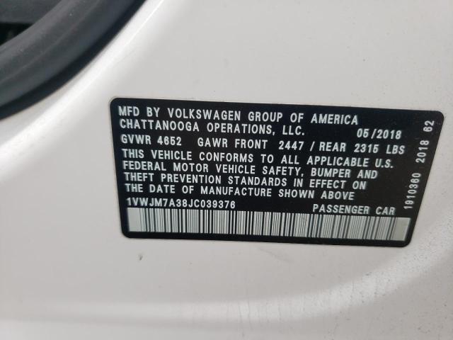 2018 VOLKSWAGEN PASSAT GT 1VWJM7A38JC039376