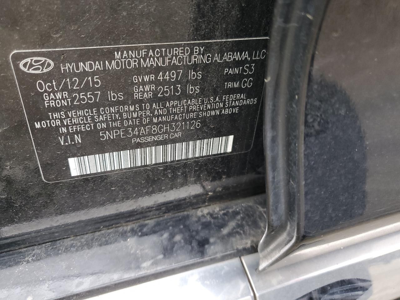 5NPE34AF8GH321126 2016 Hyundai Sonata Sport