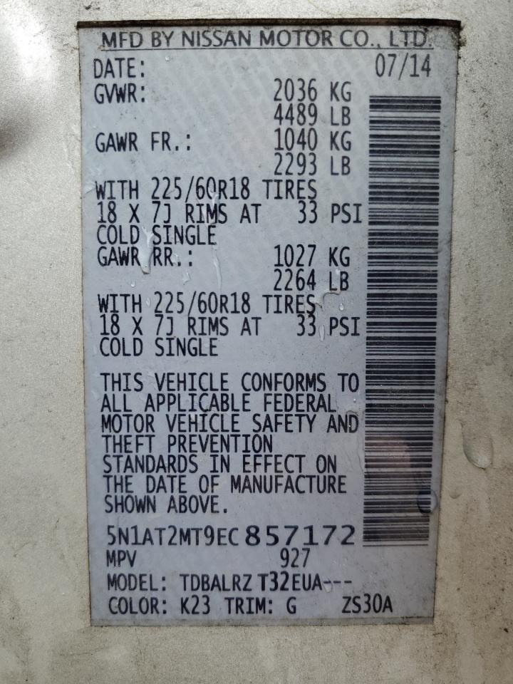 5N1AT2MT9EC857172 2014 Nissan Rogue S