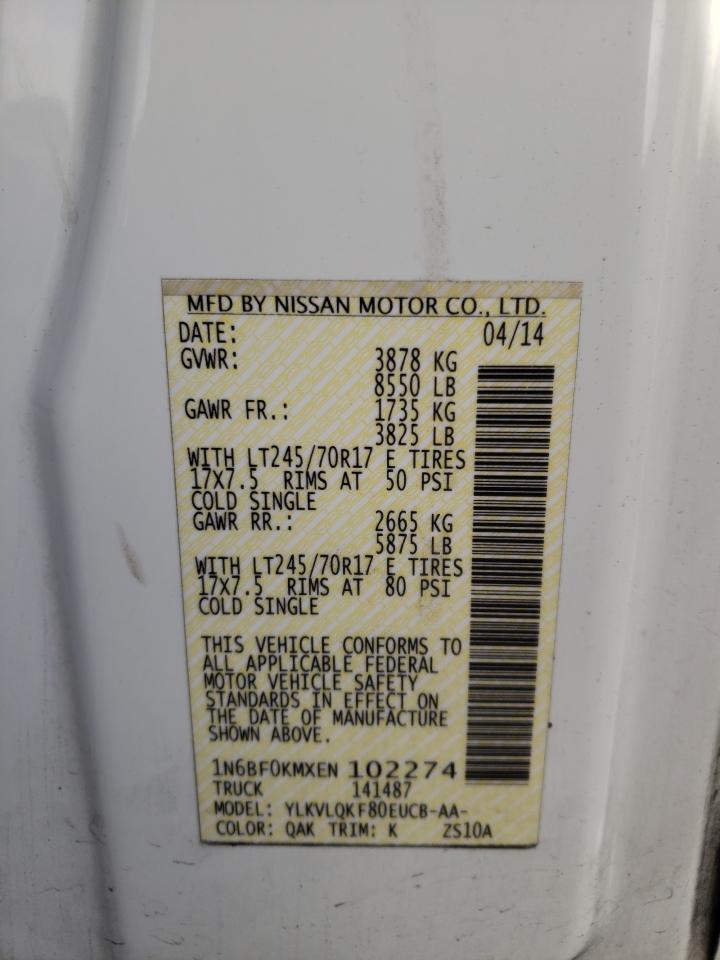 1N6BF0KMXEN102274 2014 Nissan Nv 1500