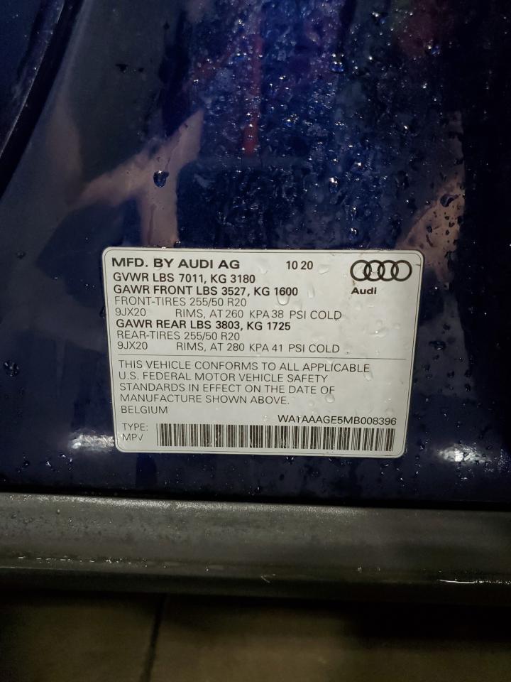 2021 Audi E-Tron Pre  Pre(VIN: WA1AAAGE5MB008396
